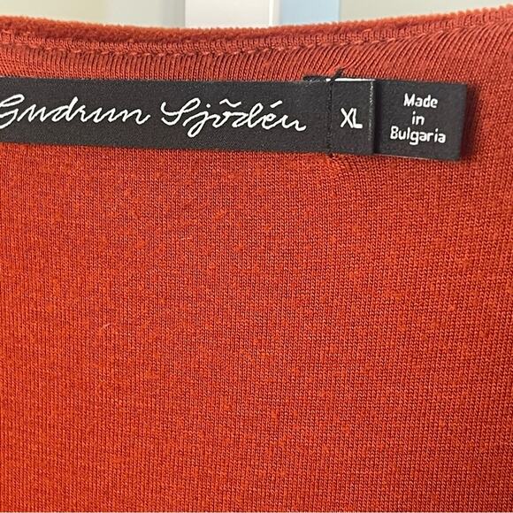 Gudren Sjoden Rust Velvet V-Neck Shift Dress, Lagenlook, Pockets Holiday XL - Picture 4 of 4